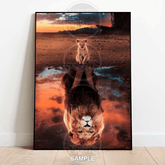 Lion Cub Reflection | Dream Big Wall Art Print - A4 – 21x29cm (8x12’’) - Print